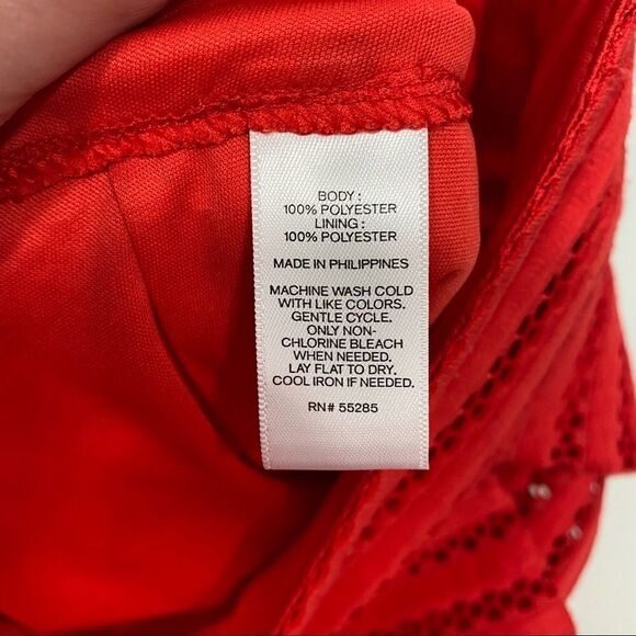 EXPRESS Red Pleated Eyelet A-line Skirt - Picture 8 of 9